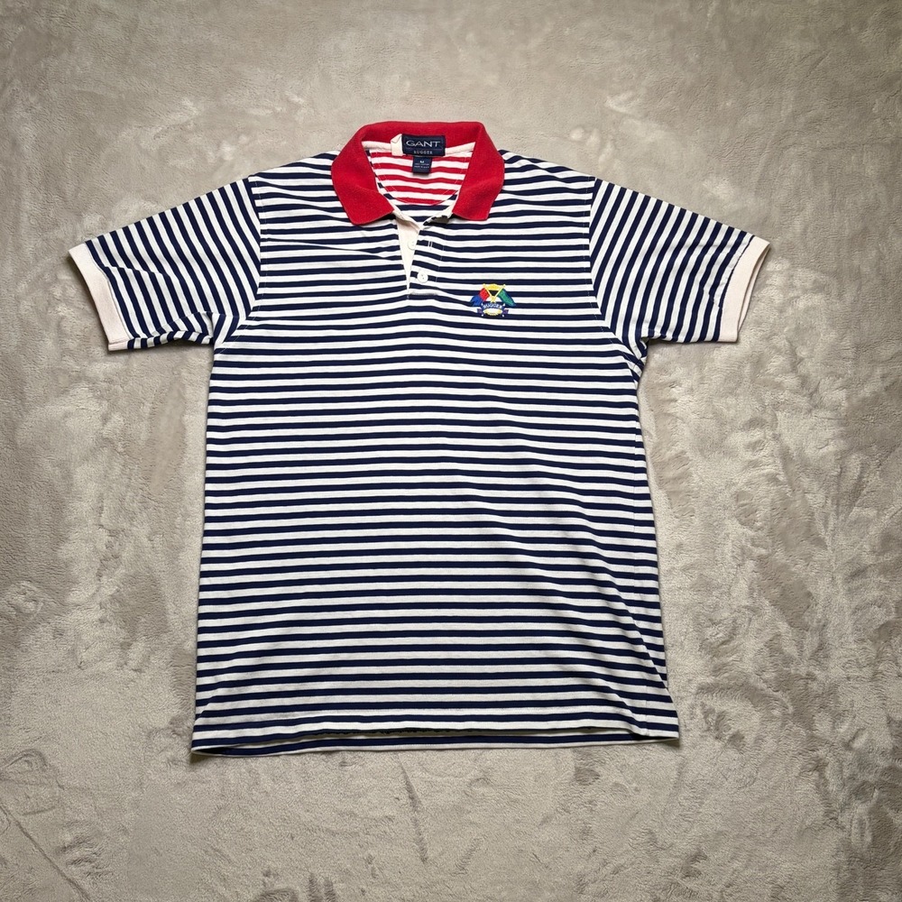 Vintage GANT Rugger Rugby Polo Shirt Mens M Short Sleeve Striped USA 90s Preppy